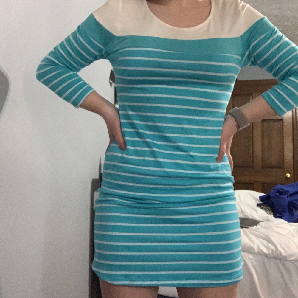 striped body con dress
